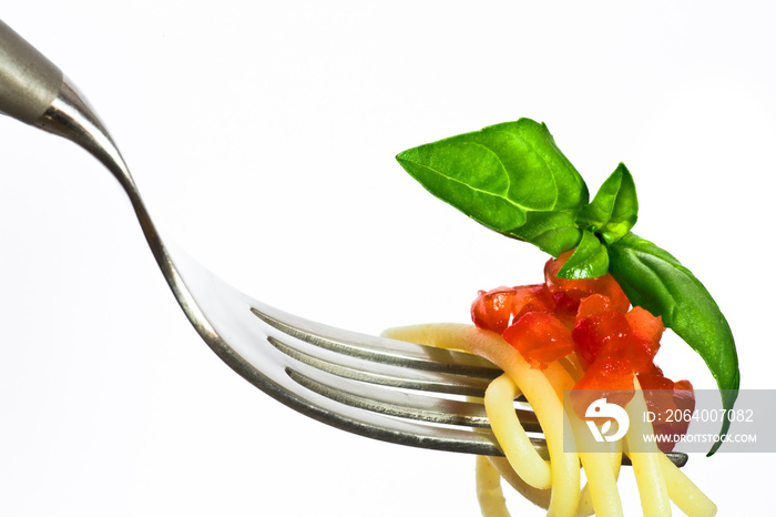 Fork with tomato pesto spaghetti