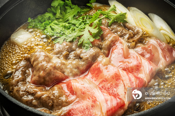 高級和牛ですき焼き Sukiyaki of high-quality Japane beef