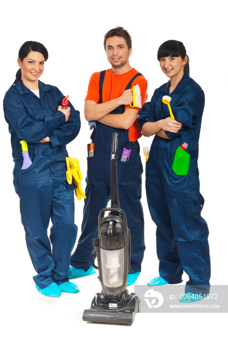 Cleaning service workers team