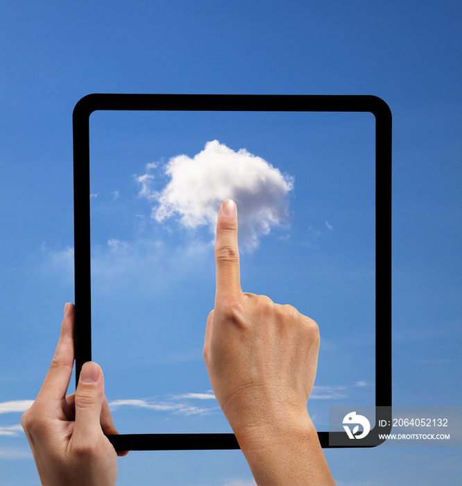 cloud computing and touch pad concept.