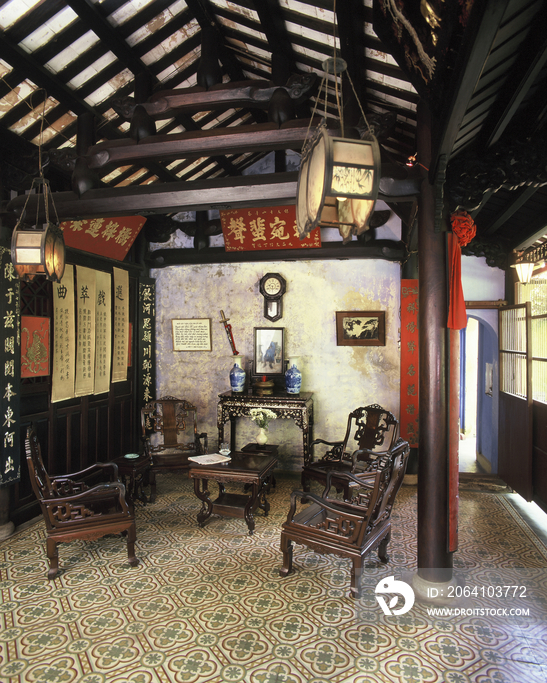 Family ancestral altar in chinese house