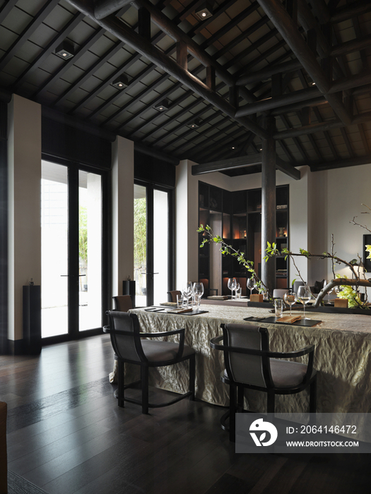 Elegant sitting area in restaurant