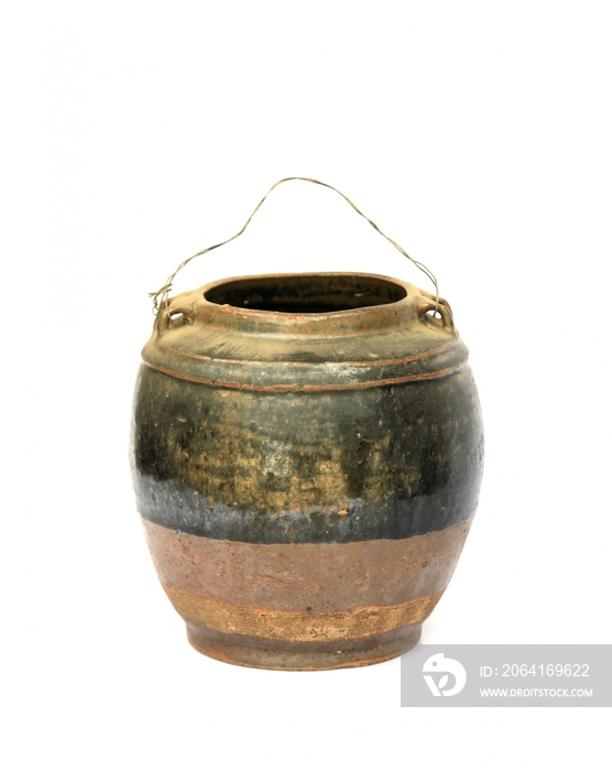 老物件黑釉陶罐
