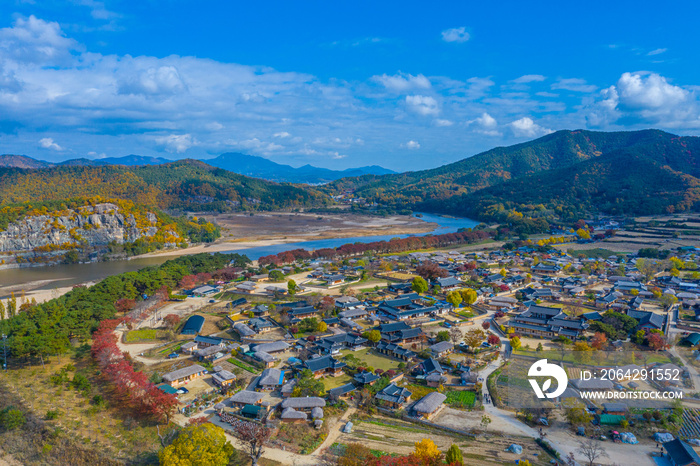 大韩民国哈荷民俗村鸟瞰图