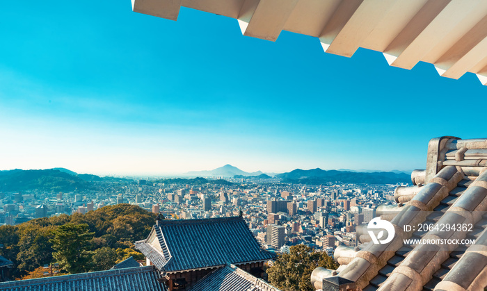 Matsuyama Castle in Matsuyama, Japan on bright clear day