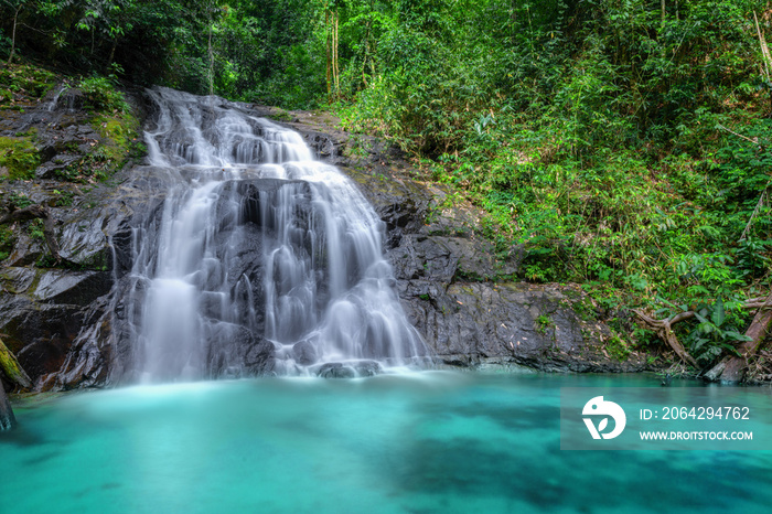 Tropical waterfall in the forest and mountain ,Ton Chong Fa in khao lak Phangnga South of Thailand. 