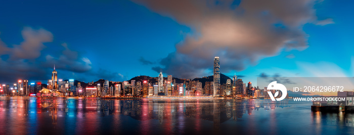 Hong Kong Victoria Harbor in beautiful sunset 