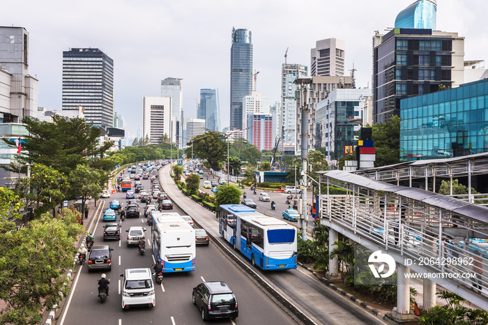 Heavy traffic in Jakarta