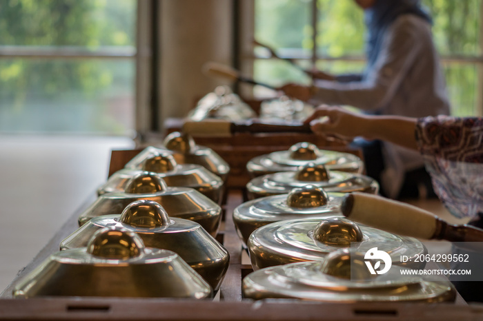 Traditional balinese percussive music instruments for  Gamelan  ensemble music, traditional music in