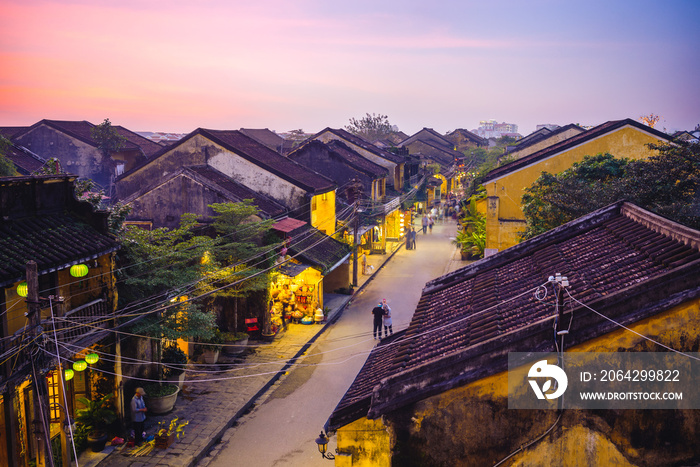 view over hoi an ancient town in vietnam, an unesco world heritage site