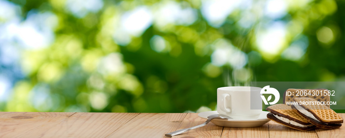 image of tea with biscuits closeup