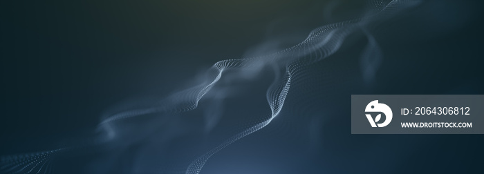 Particles wave background. Abstract dynamic mesh. Big data technology.