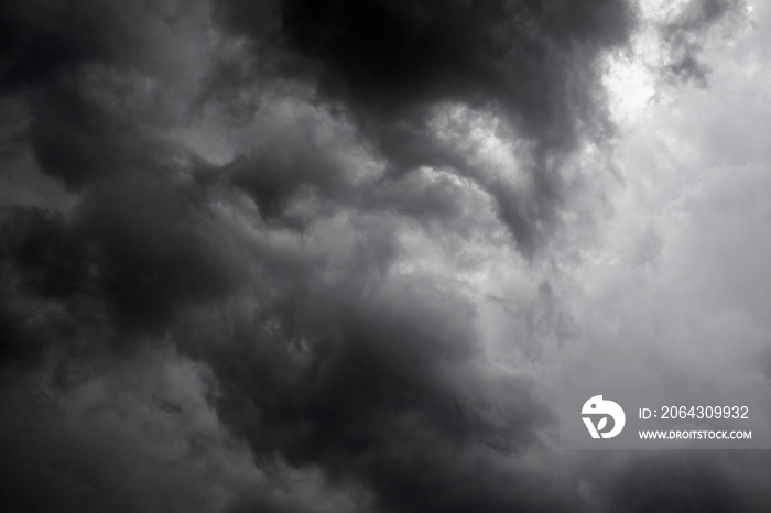 Dark sky and dramatic black cloud before rain.A tropical cyclone is a rapidly rotating storm system 