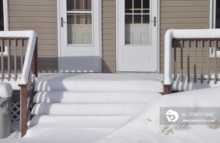 Lots of snow in front of the house