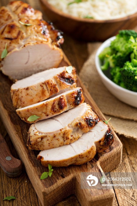 Barbecued turkey breast with honey mustard glaze