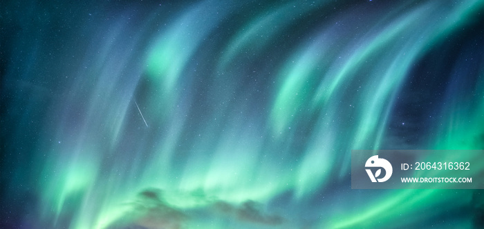 北极光，斯堪的纳维亚北极圈夜空中的北极光