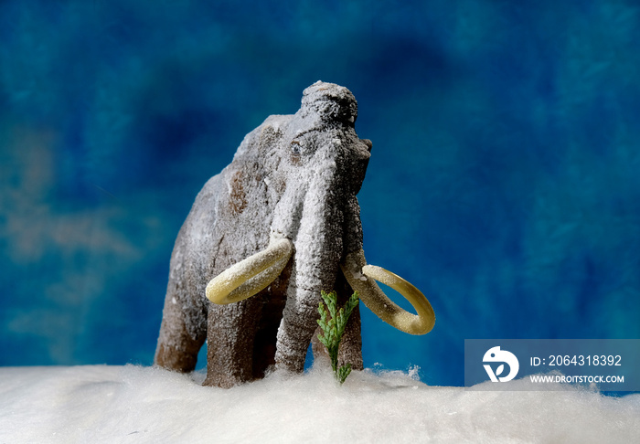 Woolly mammoth in a cold snowy landscape