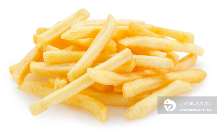 Fried potato on white background. French fries.