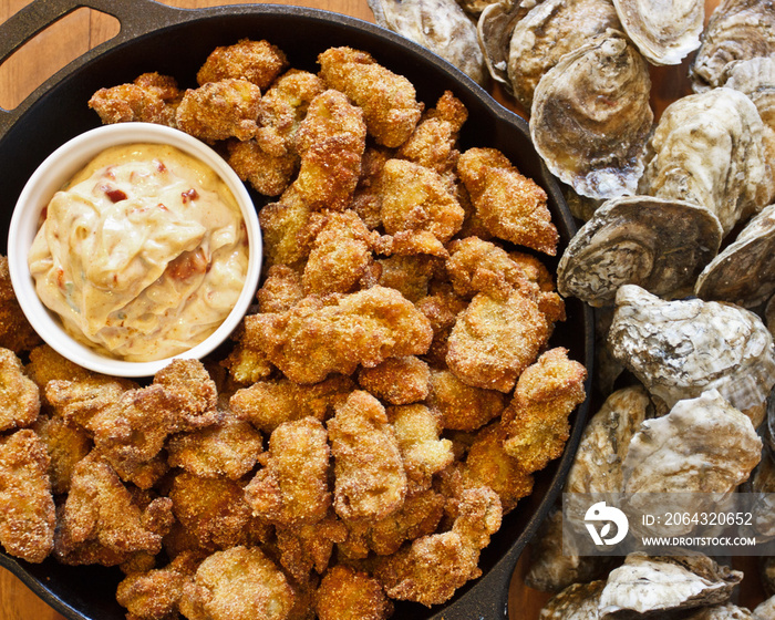 fried oysters with shells