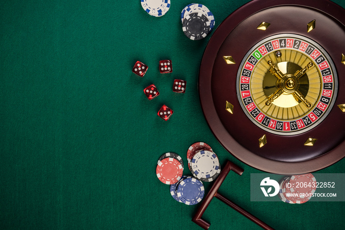 Casino Roulette Background, Top View with Copy Space