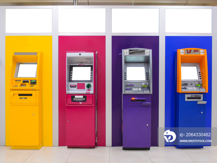 ATM银行提款机不同侧面颜色