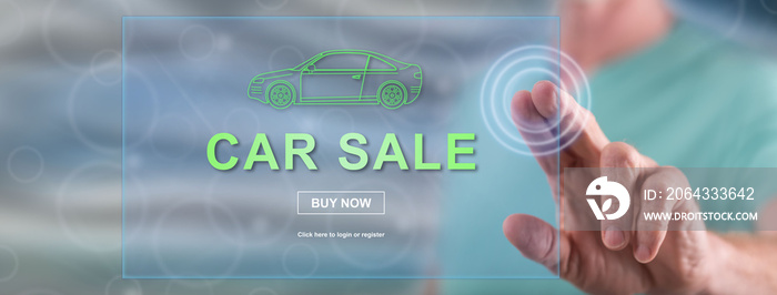 Man touching a car sale concept