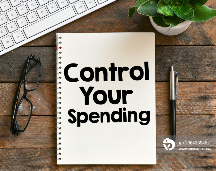 Control your spending text written in a notebook as a concept