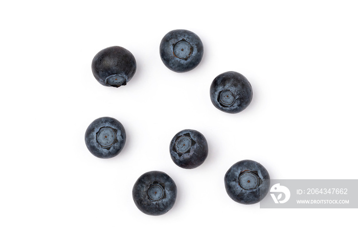 Top view Blueberry isolated on a white background