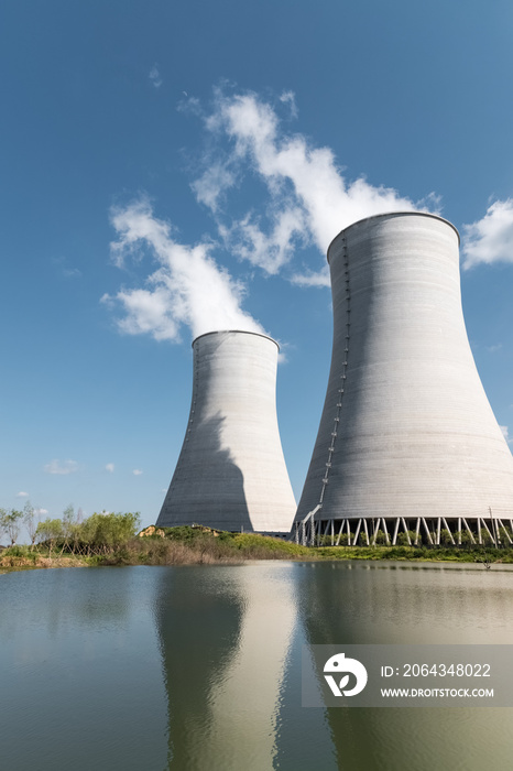 closeup of cooling towers