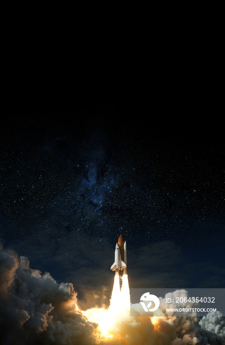 Space Shuttle takes off into space. Elements of this image furnished by NASA.