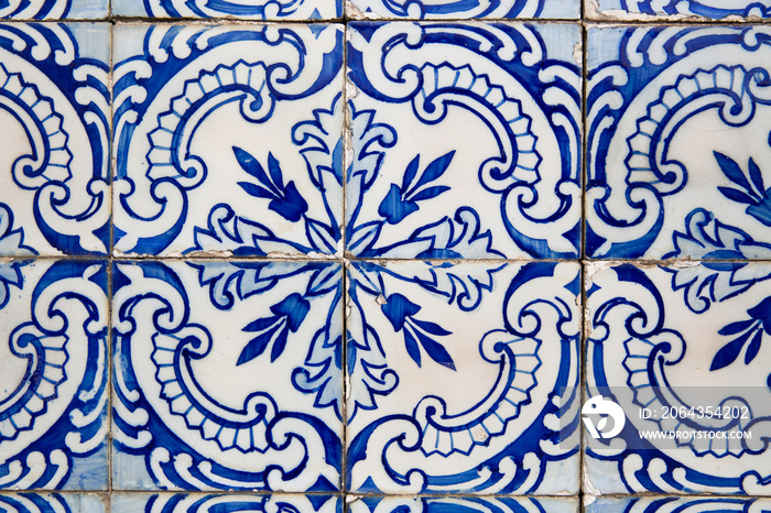 Traditional ornate portuguese decorative tiles azulejos