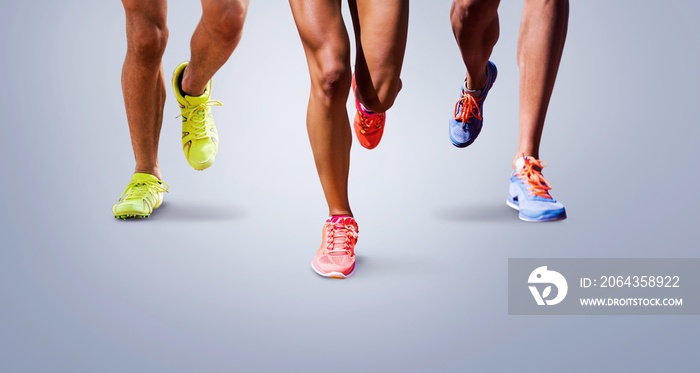 运动员跑步腿部特写的合成图像