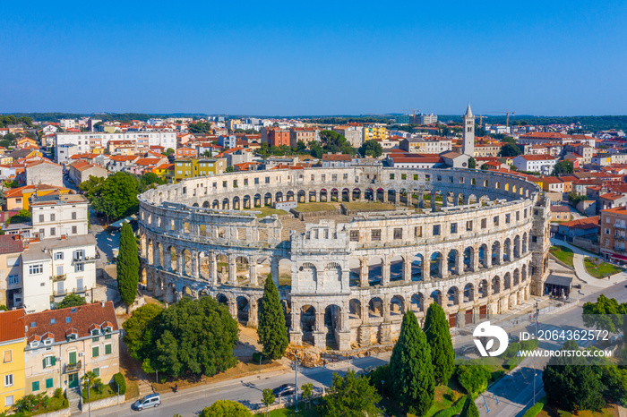 View of Roman Amphitheater in Pula, Croatia