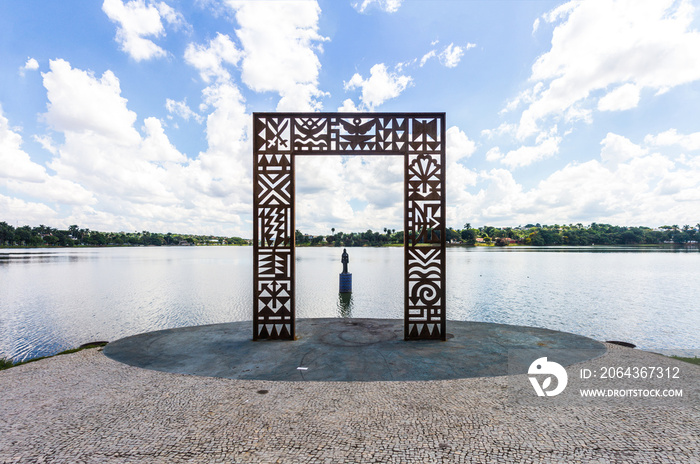 Religious monument in the pond