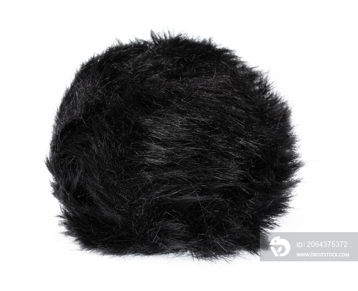 black Fur ball isolated on white background