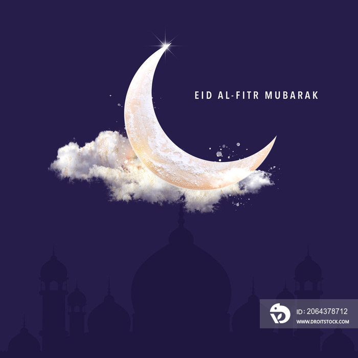 Eid Mubarak (Blessing for Eid): A Creative Eid Poster with Moon made of wheat flour for the wheat br