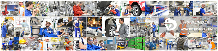 Personal in der Industrie und Handwerk - Collage mit Arbeitskräften // personnel in industry and cra