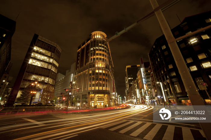 Street View at Night in Tokyo, Japan
