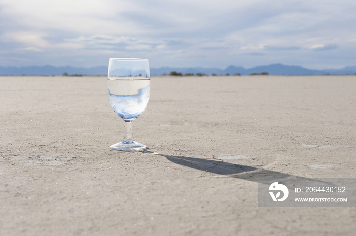 Glass of Water on Dried Mud