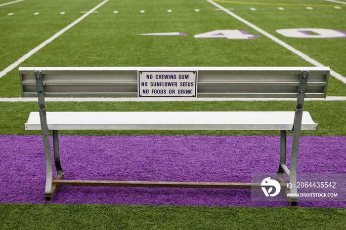 Sign on Athletic Field Bench