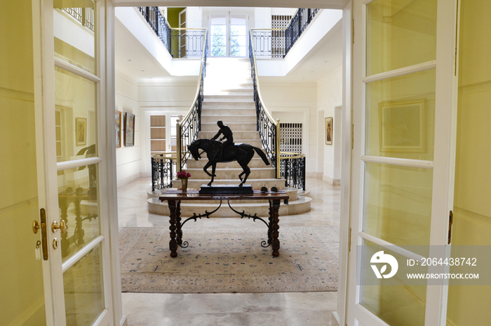 Horse centerpiece on table in traditional house