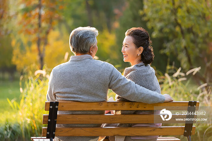 老年夫妇在公园放松身心