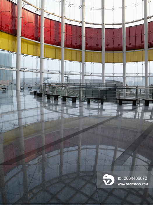 Reflection on flooring of modern shopping mall