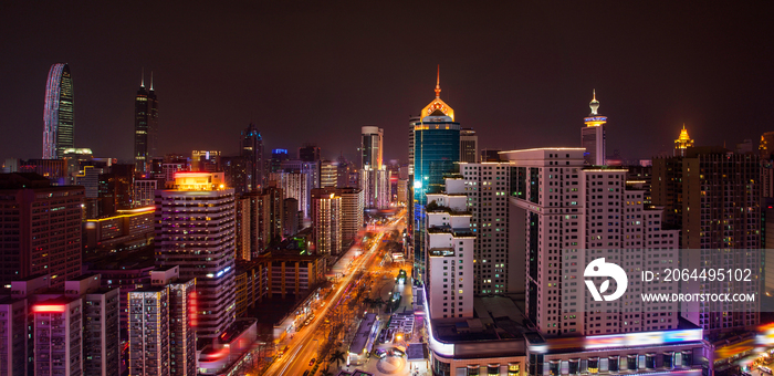 广东省深圳城市建筑夜景