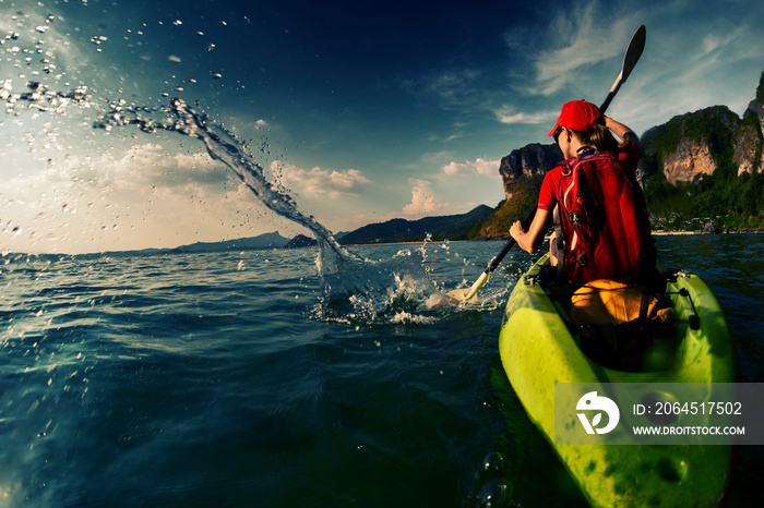 Woman with the kayak