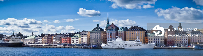 瑞典斯德哥尔摩的Gamla Stan的美丽全景