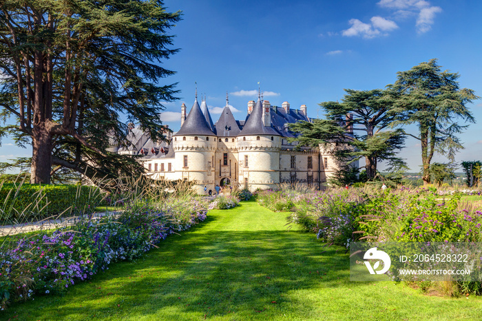 法国卢瓦尔河谷的Chaumont-sur-Loire城堡。夏天的风景。