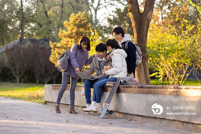 年轻大学生使用笔记本电脑