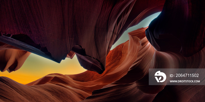 panoramic Antelope Canyon near page, arizona, united states of america - abstract background. 