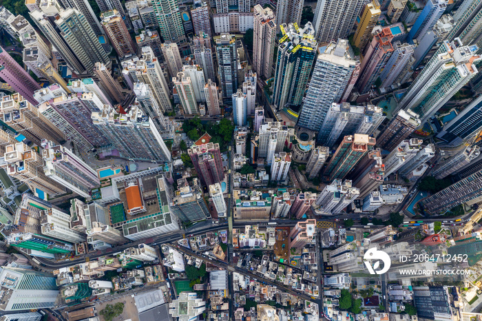  Top down view of Hong Kong city